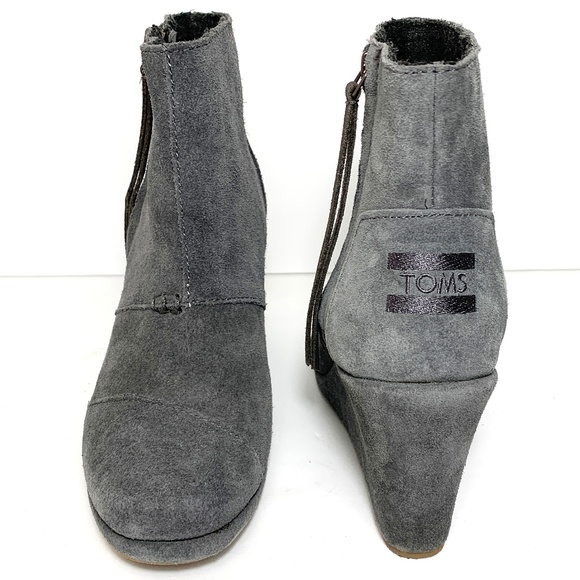 Toms Shoes - TOMS Grey Gray Heeled Ankle Boots Booties